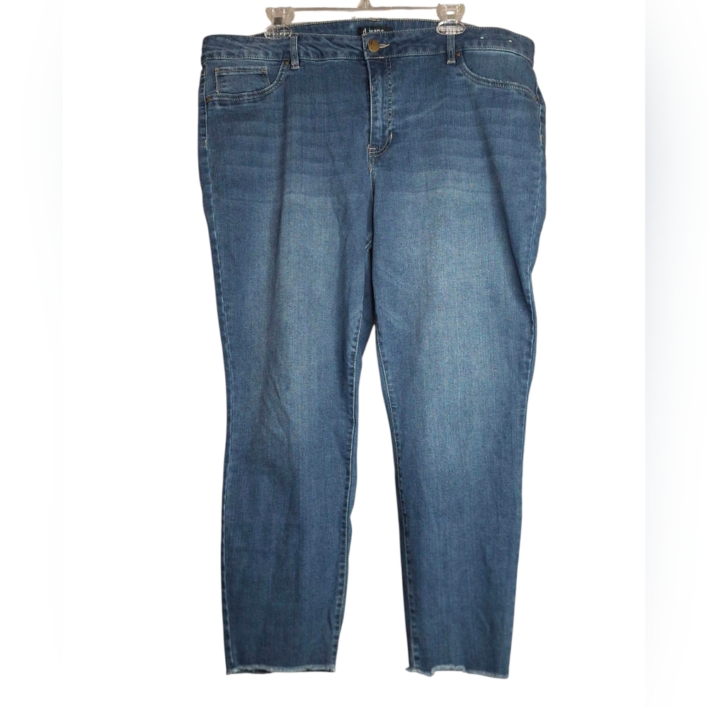 D Jeans Women's Blue Denim Medium Wash Stretch Frayed Jeans Size 20W